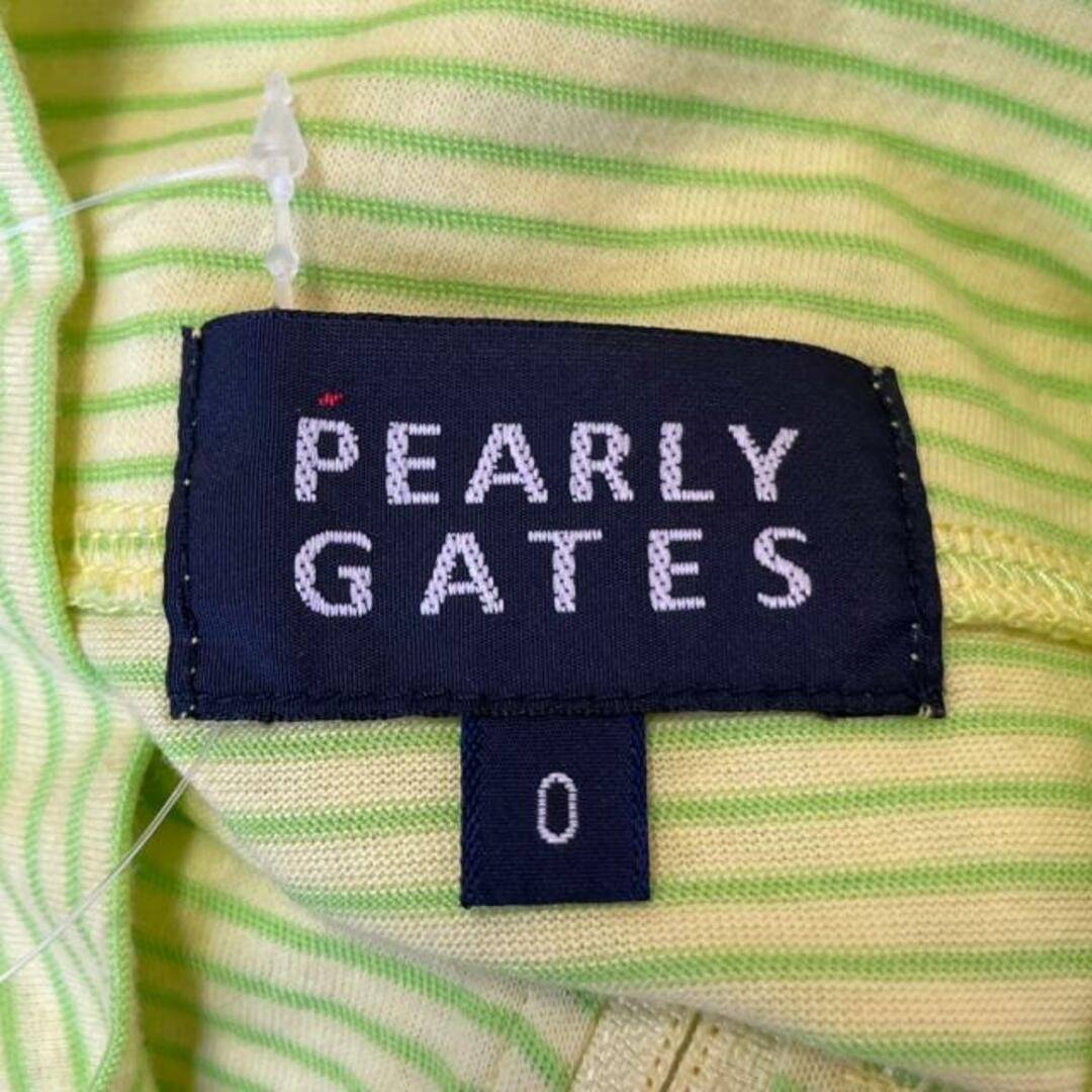 PEARLY GATES(パーリーゲイツ)のPEARLY GATES(パーリーゲイツ) 長袖Tシャツ サイズ0 XS レディース美品  イエロー×ライトグリーン ハーフジップ/ボーダー レディースのトップス(Tシャツ(長袖/七分))の商品写真