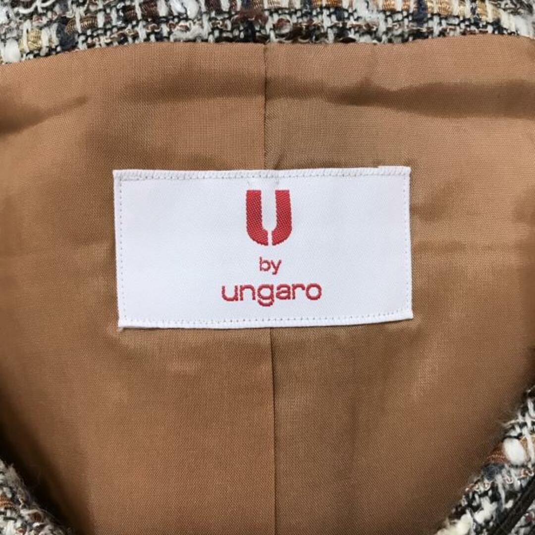 U by ungaro(ユーバイウンガロ)のU by ungaro(ユーバイウンガロ) スカートスーツ レディース - 白×ブラウン×マルチ ツイード レディースのフォーマル/ドレス(スーツ)の商品写真