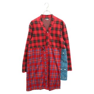 コムデギャルソンオムプリュス(COMME des GARCONS HOMME PLUS)のCOMME des GARCONS HOMME PLUS コムデギャルソンオムプリュス 20AW カラーレジスタンス期 タータン チェック ドッキング ロング カーディガン レッド PF-T004(カーディガン)