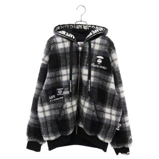 エーエイプバイアベイシングエイプ(AAPE BY A BATHING APE)のAAPE BY A BATHING APE エーエイプバイアベイシングエイプ ZIP UP SWEATER タータンチェック フーデッドジップアップ ジャケット ブラック/グレー AAPSWM3830XXH(フライトジャケット)