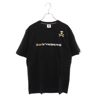 エーエイプバイアベイシングエイプ(AAPE BY A BATHING APE)のAAPE BY A BATHING APE エーエイプバイアベイシングエイプ ゴールドラメ ロゴプリント 半袖Tシャツ カットソー ブラック AAPTEM0218XXC(Tシャツ/カットソー(半袖/袖なし))