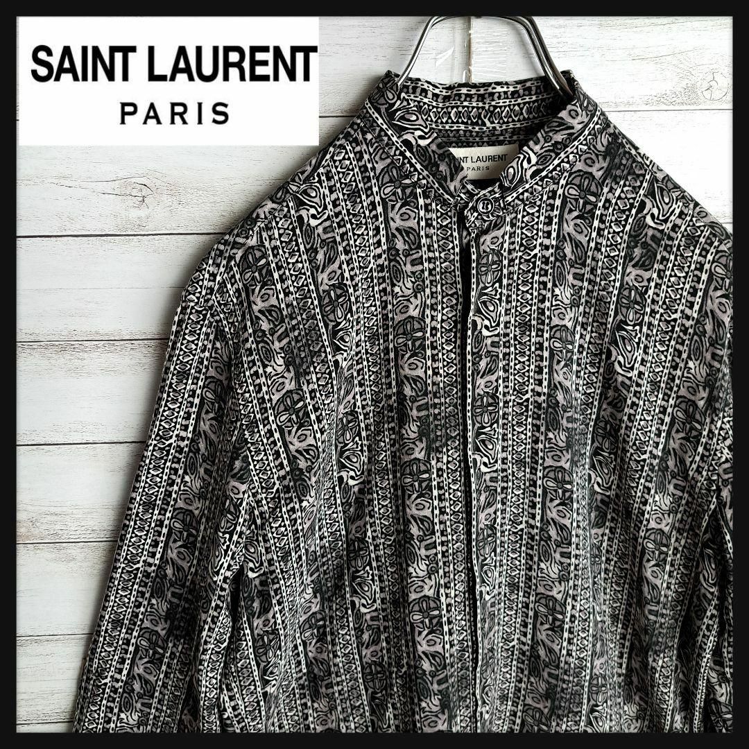 Saint Laurent(サンローラン)の【レアデザイン】 サンローランパリ ペイズリー シャツ マオカラー 37 比翼 メンズのトップス(シャツ)の商品写真