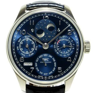 インターナショナルウォッチカンパニー(IWC)のIWC(INTERNATIONAL WATCH CO) 腕時計美品  ポルトギーゼ パーペチュアルカレンダー IW503401 メンズ K18WG/裏スケ/Dバックル/社外ベルト ネイビー(その他)