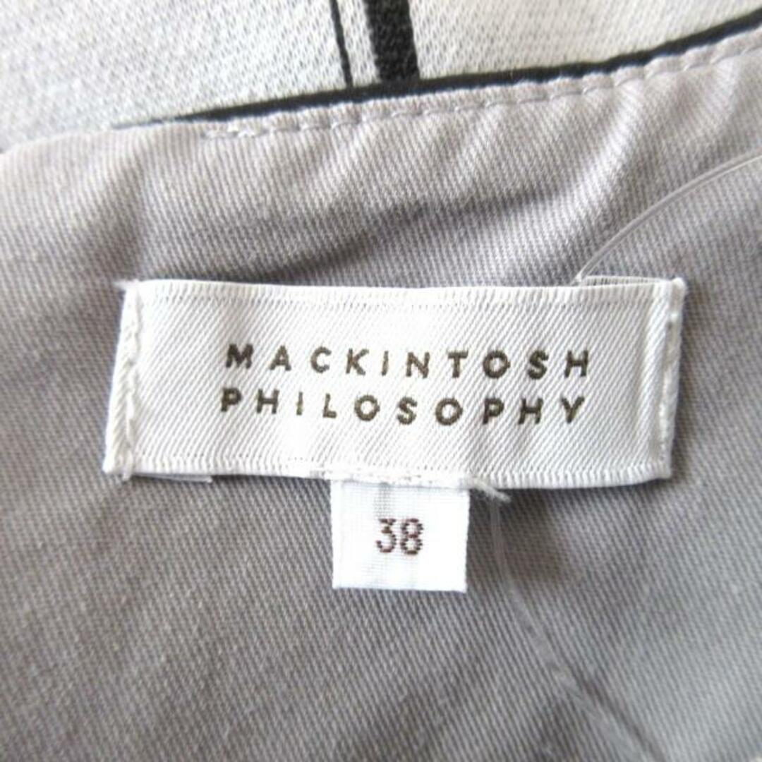 MACKINTOSH PHILOSOPHY(マッキントッシュフィロソフィー)のMACKINTOSH PHILOSOPHY(マッキントッシュフィロソフィー) 半袖カットソー サイズ38 L レディース - ライトグレー×黒 ストライプ レディースのトップス(カットソー(半袖/袖なし))の商品写真