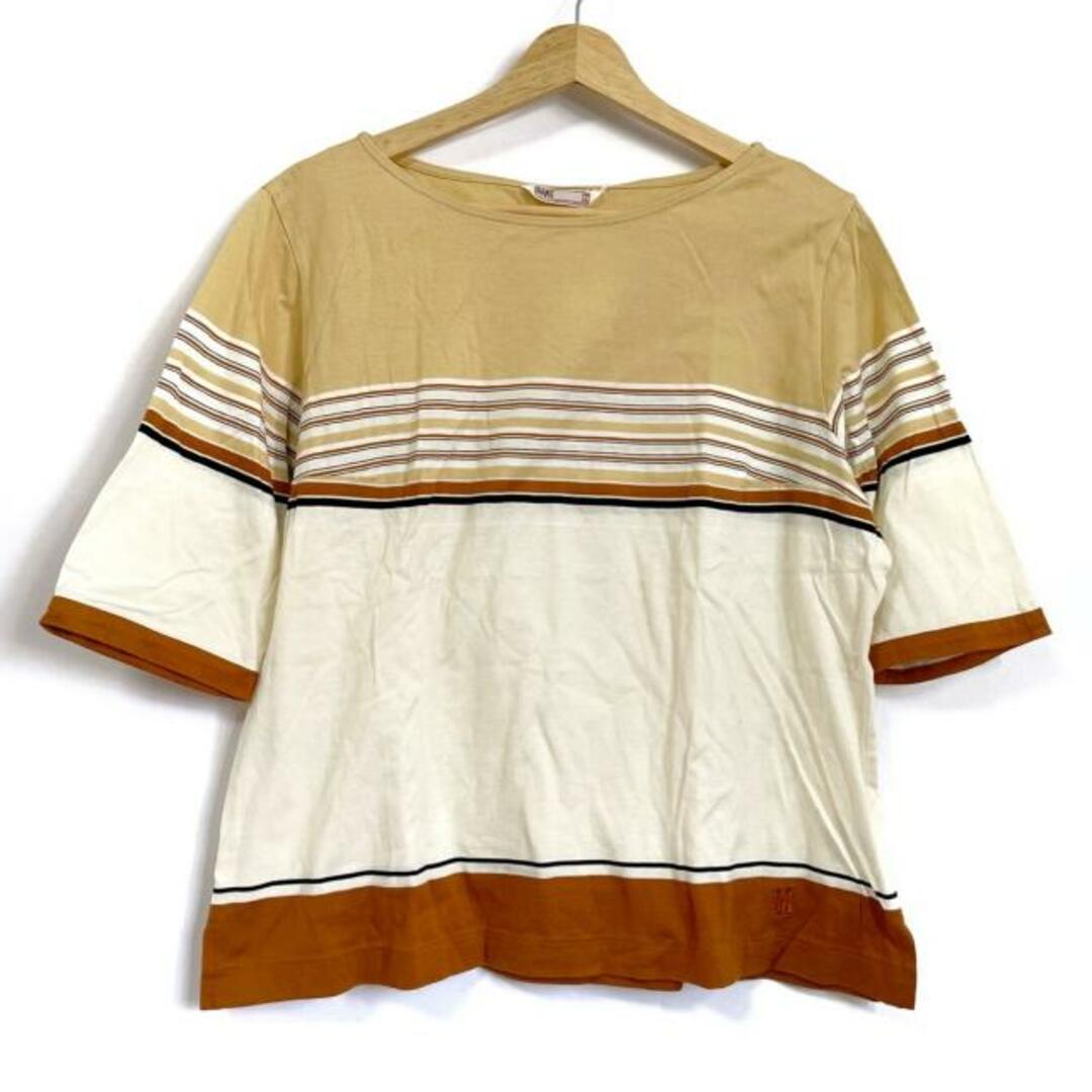 DAKS(ダックス)のDAKS(ダックス) 半袖Tシャツ サイズF レディース美品  ベージュ×白×ブラウン レディースのトップス(Tシャツ(半袖/袖なし))の商品写真