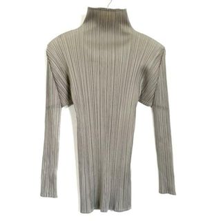 プリーツプリーズイッセイミヤケ(PLEATS PLEASE ISSEY MIYAKE)のPLEATS PLEASE(プリーツプリーズ) 長袖Tシャツ サイズ3 L レディース美品  グレー ハイネック/プリーツ(Tシャツ(長袖/七分))