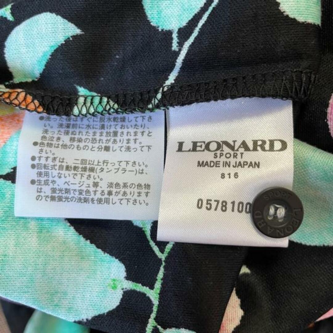 LEONARD(レオナール)のLEONARD(レオナール) 長袖ポロシャツ サイズLL レディース美品  黒×マルチ 総柄 レディースのトップス(ポロシャツ)の商品写真