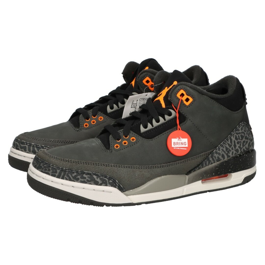 NIKE(ナイキ)のNIKE ナイキ AIR JORDAN 3 RETRO FEAR CT8532-080 エア ジョーダン 3 レトロ フィアー ハイカットスニーカー グレー/オレンジ US8.5/26.5cm メンズの靴/シューズ(スニーカー)の商品写真