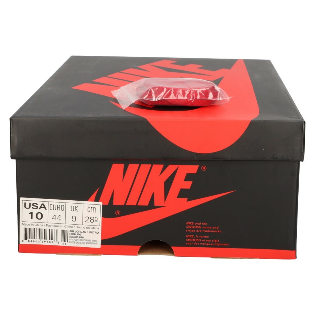 NIKE(ナイキ)のNIKE ナイキ AIR JORDAN 1 RETRO HIGH OG BRED TOE エアジョーダン1 ブレッドトゥ ハイカットスニーカーシューズ US10/28.0cm レッド/ブラック 555088-610 メンズの靴/シューズ(スニーカー)の商品写真