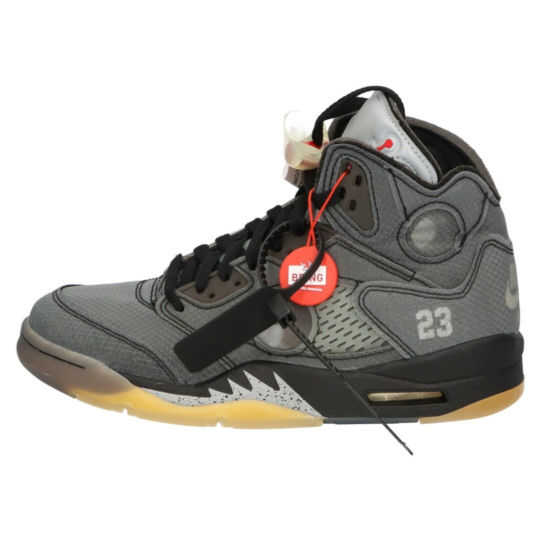 NIKE(ナイキ)のNIKE ナイキ ×OFF-WHITE AIR JORDAN 5 RETRO SP CT8480-001 オフホワイト エアジョーダン5 ハイカットスニーカー ブラック US6.5/24.5cm レディースの靴/シューズ(スニーカー)の商品写真