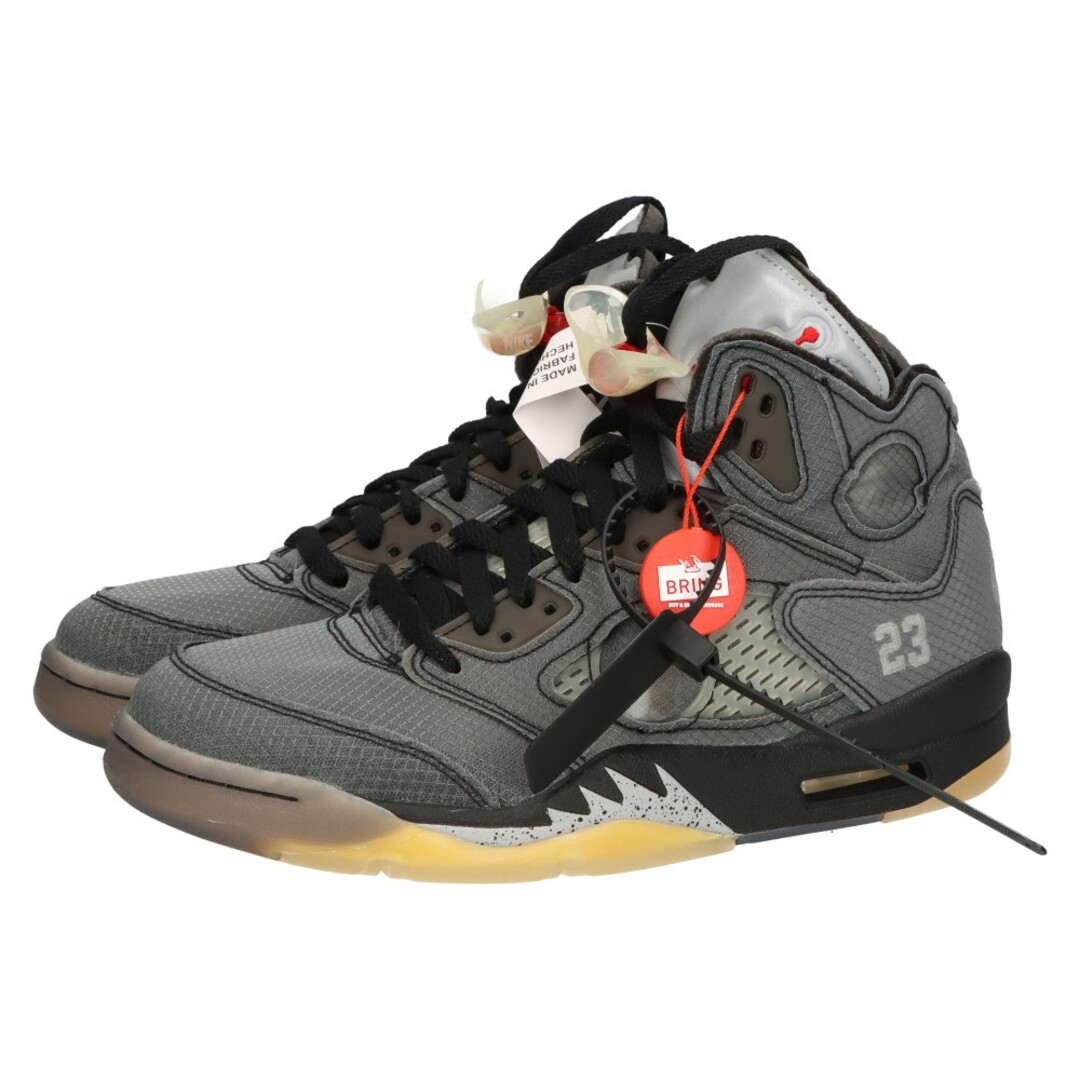 NIKE(ナイキ)のNIKE ナイキ ×OFF-WHITE AIR JORDAN 5 RETRO SP CT8480-001 オフホワイト エアジョーダン5 ハイカットスニーカー ブラック US6.5/24.5cm レディースの靴/シューズ(スニーカー)の商品写真