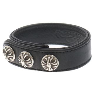 クロムハーツ(Chrome Hearts)のCHROME HEARTS クロムハーツ 3BTN 2SNP クロスボール3ボタン2スナップ レザーブレスレット ブラック(ブレスレット)