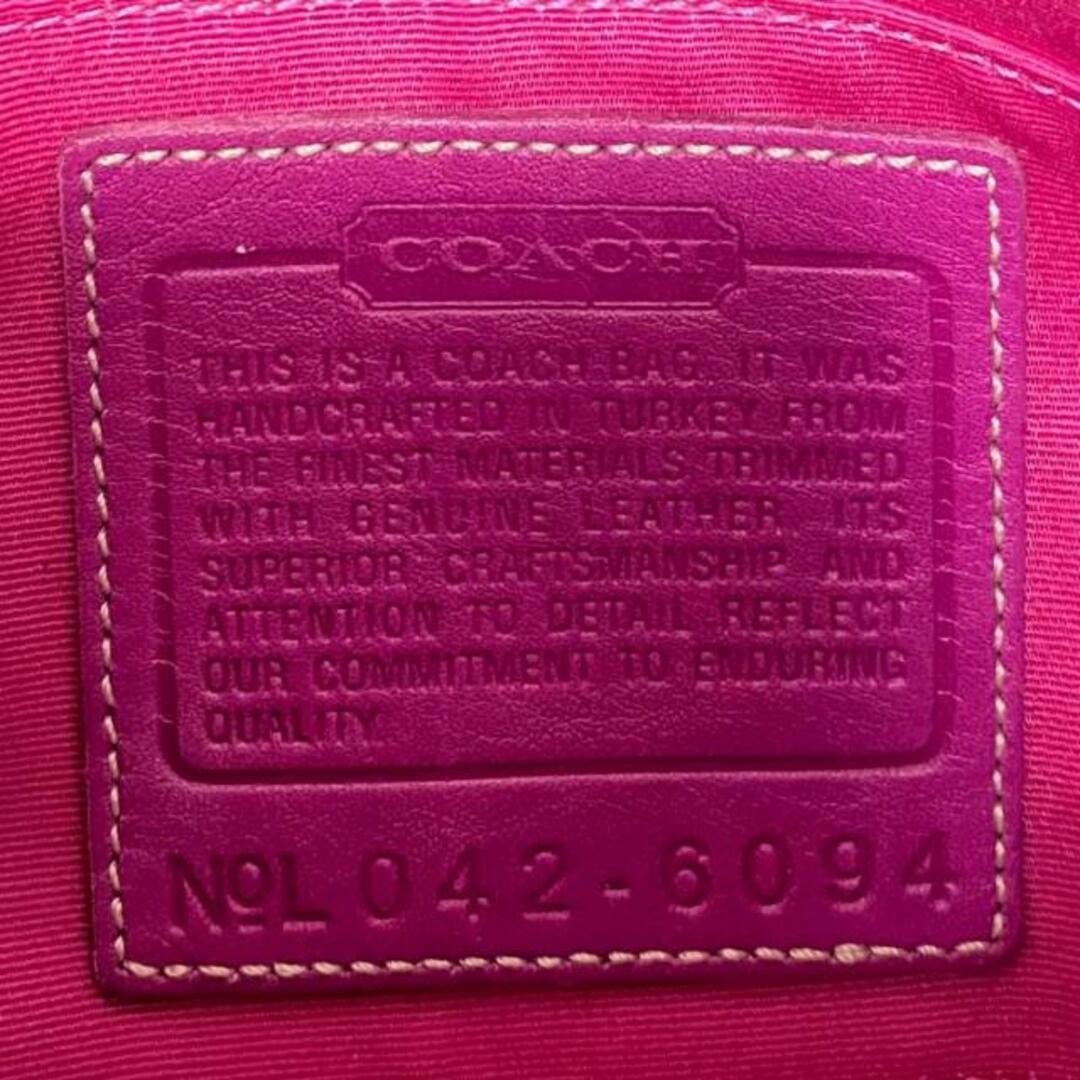 COACH(コーチ)のCOACH(コーチ) ハンドバッグ シグネチャーデミポーチ 6094 ピンク ジャガード×レザー レディースのバッグ(ハンドバッグ)の商品写真