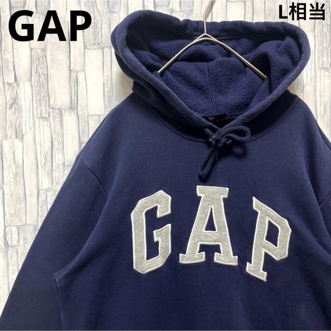 GAP(ギャップ)のGAP ギャップ パーカー スウェット 刺繍 S ワッペン ネイビー 裏起毛 メンズのトップス(パーカー)の商品写真