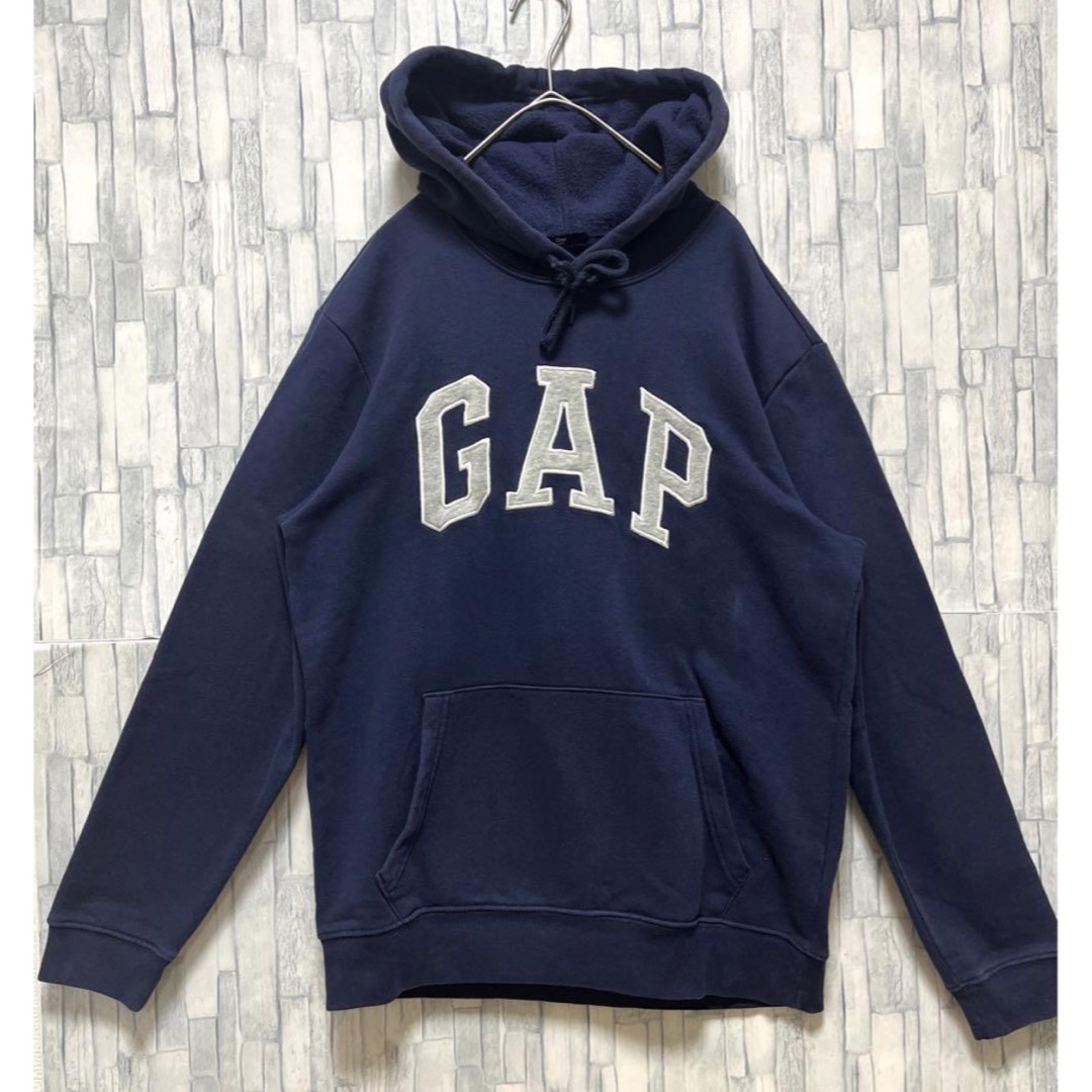 GAP(ギャップ)のGAP ギャップ パーカー スウェット 刺繍 S ワッペン ネイビー 裏起毛 メンズのトップス(パーカー)の商品写真