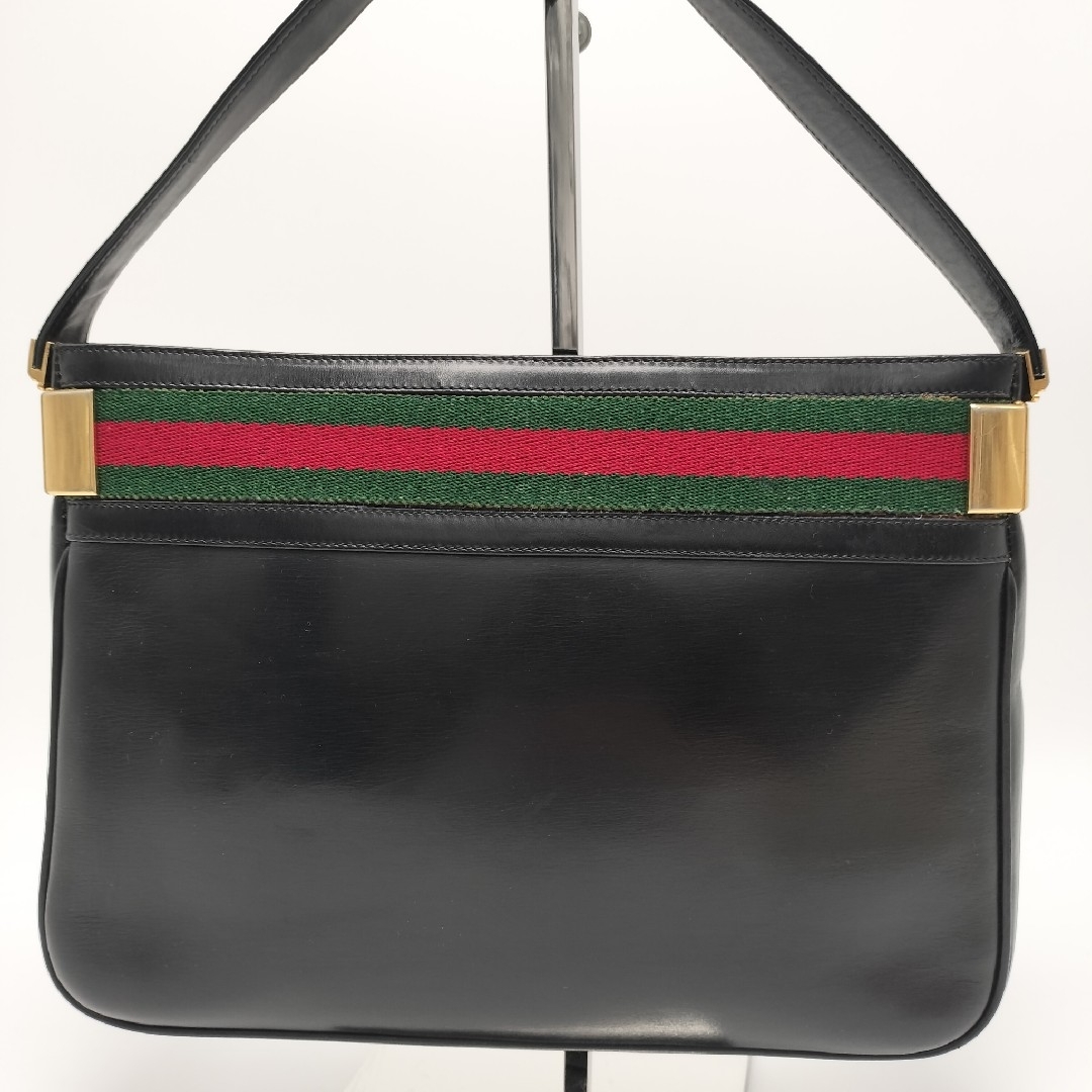 Gucci(グッチ)の美品✨グッチ　ショルダーバッグ　レザー　オールドグッチ　ブラック　シェリーライン レディースのバッグ(ショルダーバッグ)の商品写真