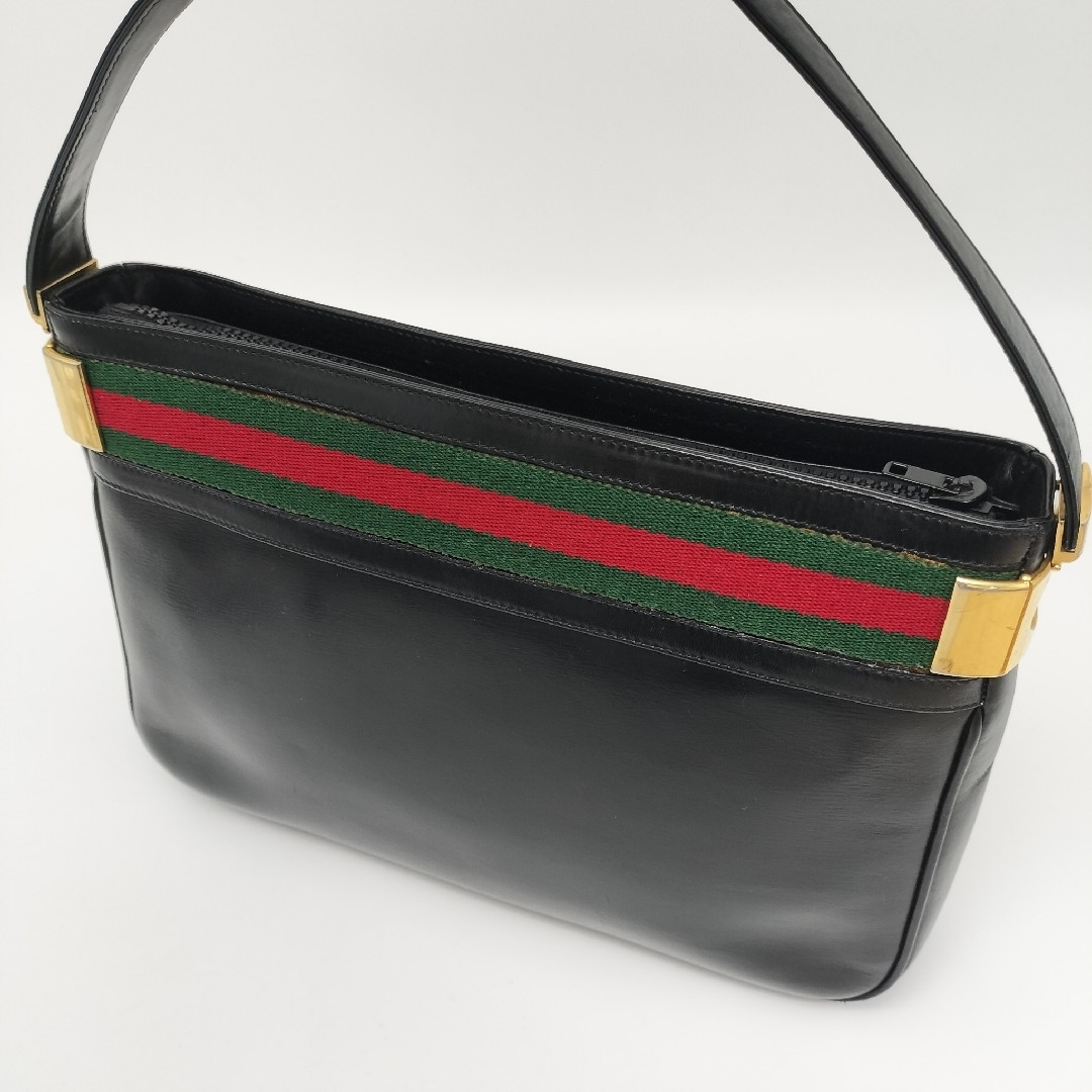 Gucci(グッチ)の美品✨グッチ　ショルダーバッグ　レザー　オールドグッチ　ブラック　シェリーライン レディースのバッグ(ショルダーバッグ)の商品写真