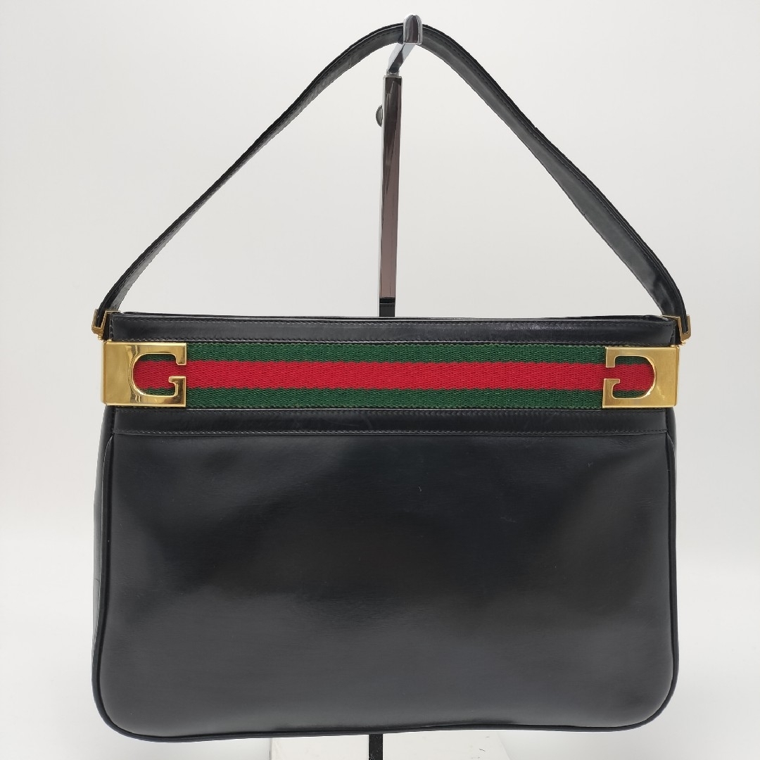 Gucci(グッチ)の美品✨グッチ　ショルダーバッグ　レザー　オールドグッチ　ブラック　シェリーライン レディースのバッグ(ショルダーバッグ)の商品写真