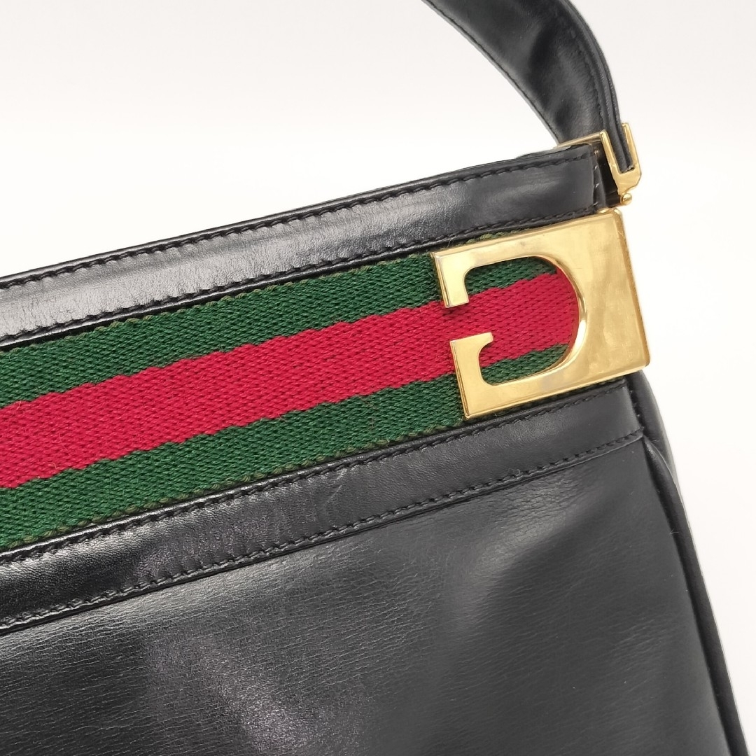 Gucci(グッチ)の美品✨グッチ　ショルダーバッグ　レザー　オールドグッチ　ブラック　シェリーライン レディースのバッグ(ショルダーバッグ)の商品写真