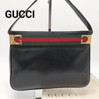 グッチ(Gucci)の美品✨グッチ　ショルダーバッグ　レザー　オールドグッチ　ブラック　シェリーライン(ショルダーバッグ)