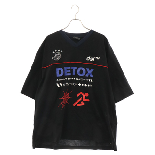 DIESEL ディーゼル T-DELPHIVY-SLITS DETOX Vネック半袖Tシャツ ブラック A02873