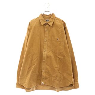 アベイシングエイプ(A BATHING APE)のA BATHING APE アベイシングエイプ APE HEAD ONE POINT CORDUROY RELAXED FIT SHIRT エイプヘッドワンポイントパッチリラックスフィットコーデュロイシャツ 長袖 ベージュ 001SHH701001I(シャツ)