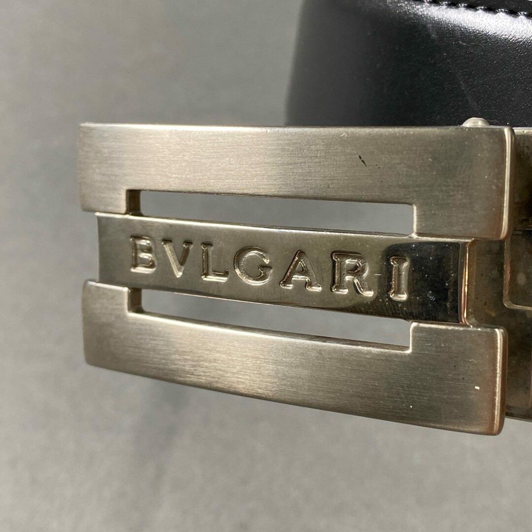 BVLGARI(ブルガリ)の1e14 BVLGARI ブルガリ ロゴバックル レザーベルト 紳士用 ブラック Leather フォーマル ビジネス メンズのファッション小物(ベルト)の商品写真