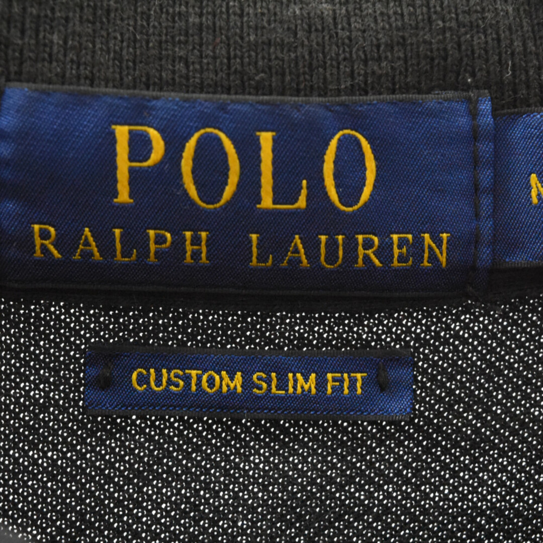 POLO RALPH LAUREN(ポロラルフローレン)のPOLO RALPH LAUREN ポロラルフローレン CUSTOM SLIM FIT ロゴ刺繍 コットン 半袖ポロシャツ ブラック メンズのトップス(ポロシャツ)の商品写真