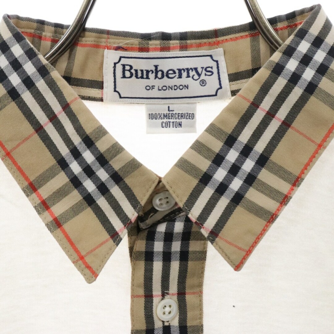 BURBERRY(バーバリー)のBURBERRYS バーバリーズ ロゴ刺繍 ノヴァチェック コットン半袖ポロシャツ ホワイト/ベージュ メンズのトップス(ポロシャツ)の商品写真