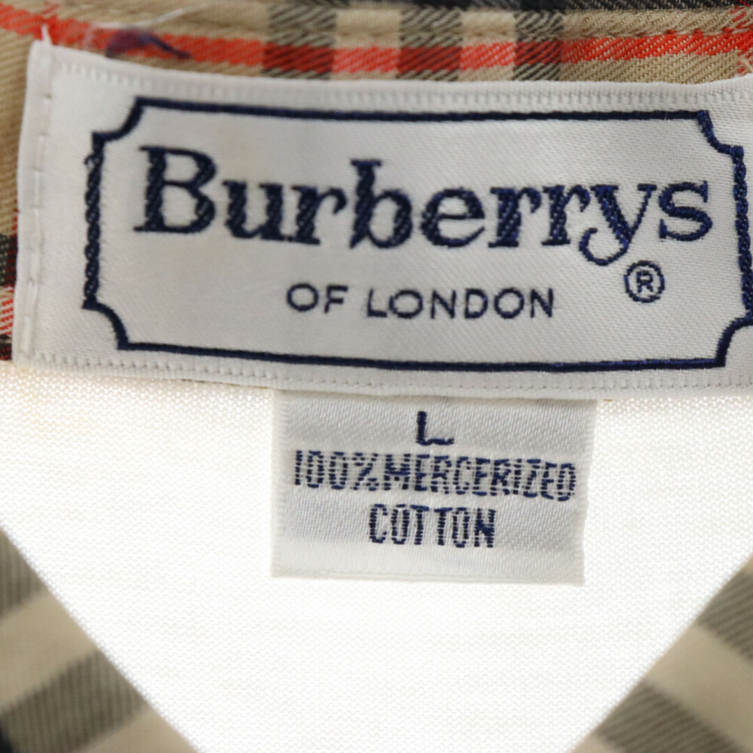 BURBERRY(バーバリー)のBURBERRYS バーバリーズ ロゴ刺繍 ノヴァチェック コットン半袖ポロシャツ ホワイト/ベージュ メンズのトップス(ポロシャツ)の商品写真
