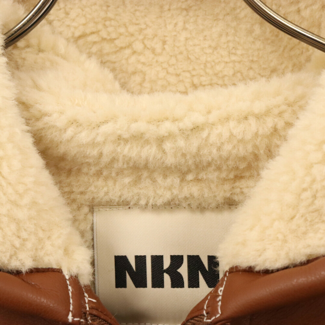 NKNIT ンニット 23AW Vegan Mouton Hooded Zip Jacket ヴィーガン ムートンフーデッド ジップアップジャケット ブラウン KKNIT23AW-N204 メンズのジャケット/アウター(フライトジャケット)の商品写真