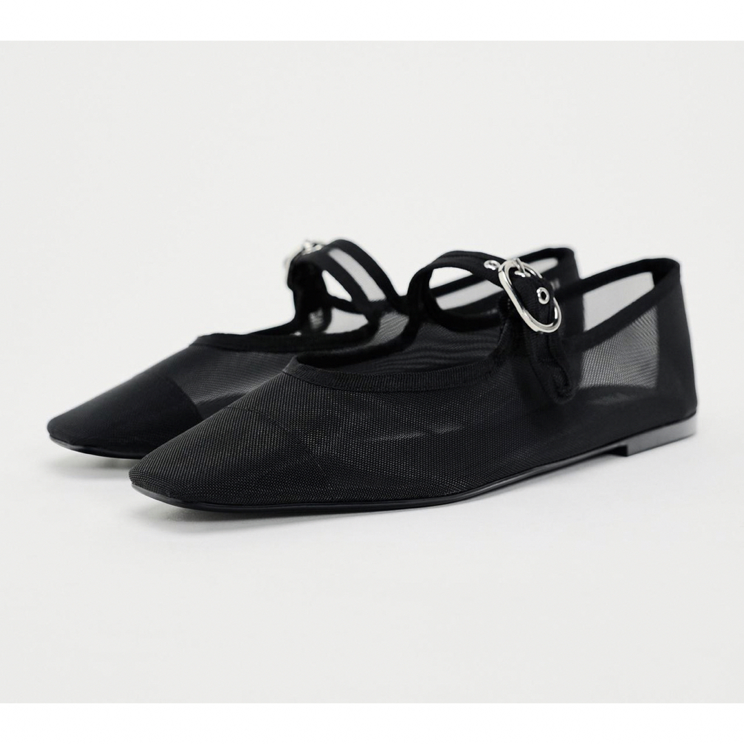 ZARA(ザラ)の【完売品】ZARA メッシュ メリージェーン シューズ サイズ35 新品タグつき レディースの靴/シューズ(バレエシューズ)の商品写真