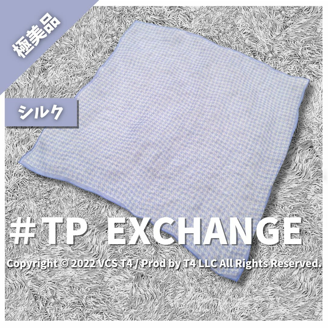 【極美品】 TP  EXCHANGE　シルク　絹　総柄ハンカチーフ ✓3308 レディースのファッション小物(ハンカチ)の商品写真