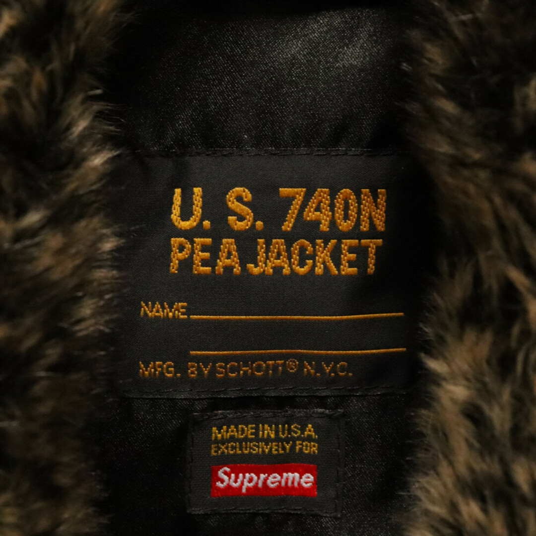 Supreme(シュプリーム)のSUPREME シュプリーム 17AW × Schott Fur Peacoat Leopard ショット フェイクファー レオパード ピーコート ブラウン メンズのジャケット/アウター(ピーコート)の商品写真