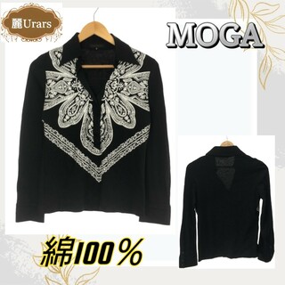 モガ(MOGA)のMOGA モガ トップス カットソー 襟付き おしゃれ ブラック 2 綿100％(Tシャツ(長袖/七分))