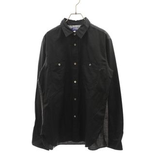 ジュンヤワタナベコムデギャルソン(JUNYA WATANABE COMME des GARCONS)のJUNYA WATANABE COMME des GARCONS ジュンヤワタナベ コムデギャルソン 19AW バックウールチェック切替 エルボーパッチ 長袖シャツ ブラック WD-B022(シャツ)