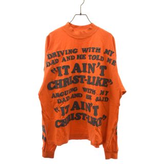 KANYE WEST カニエウェスト CPFM JESUS IS KING FOLLOW GOD ジーザス イズ キング フォローゴッド ロゴプリント モックネック 長袖Tシャツ オレンジ(Tシャツ/カットソー(七分/長袖))