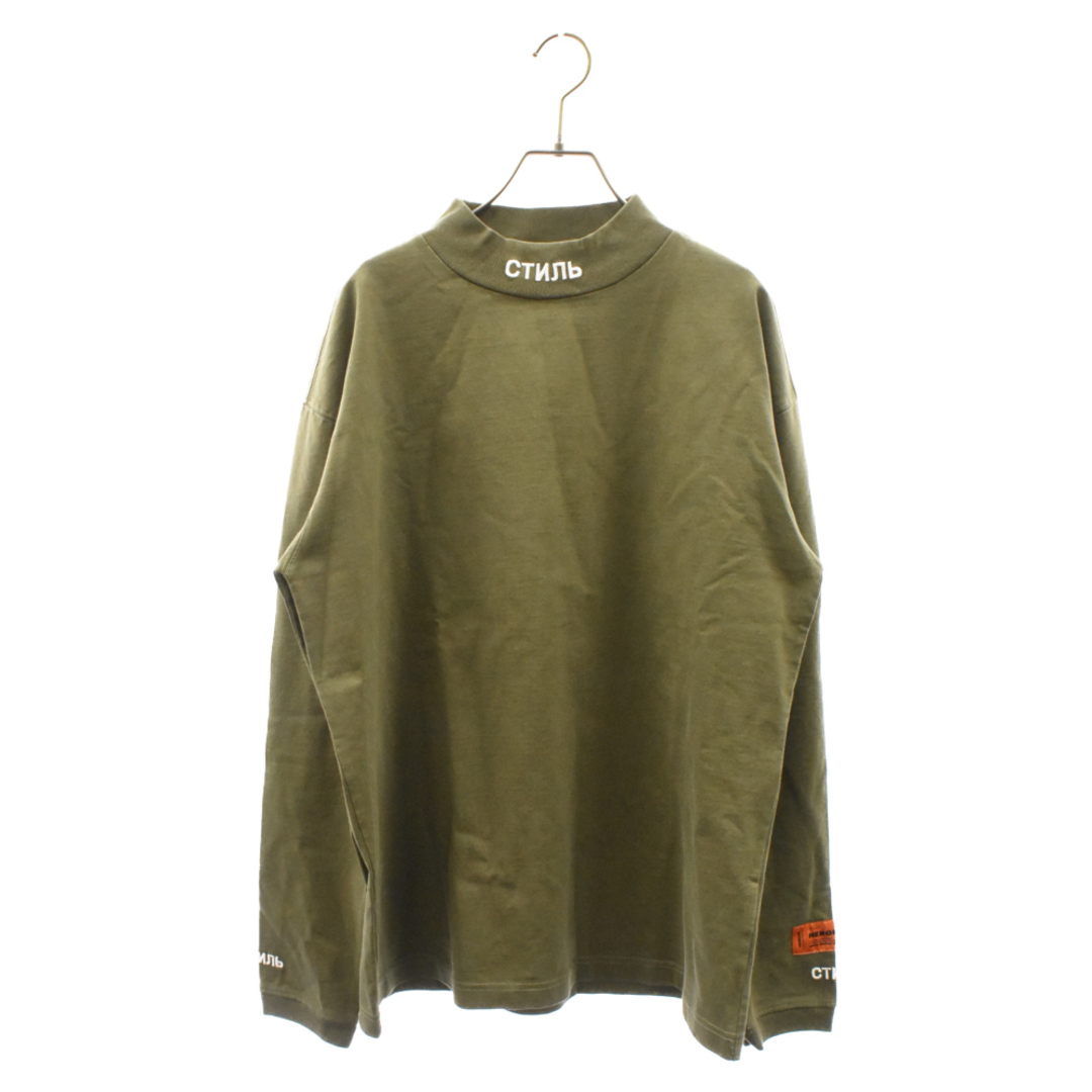 HERON PRESTON ヘロンプレストン 20AW MOCK NECK L/S TEE ロゴ刺繍 モックネック ロングスリーブ 長袖Tシャツ カーキ HMAB017F20JER001 メンズのトップス(Tシャツ/カットソー(七分/長袖))の商品写真