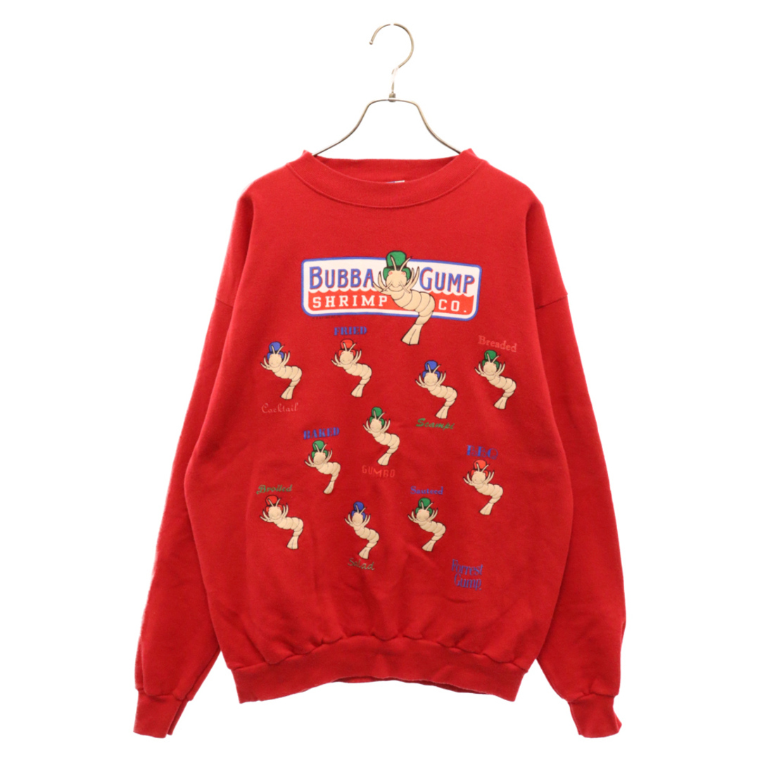 VINTAGE ヴィンテージ 90S Forrest Gump BBUBBA GUMP SHRIMP CO. SWEATSHIRT PEANUTS by design フォレストガンプ ババガンプシュリンプ 発泡プリント クルーネック スウェット レッド メンズのトップス(スウェット)の商品写真