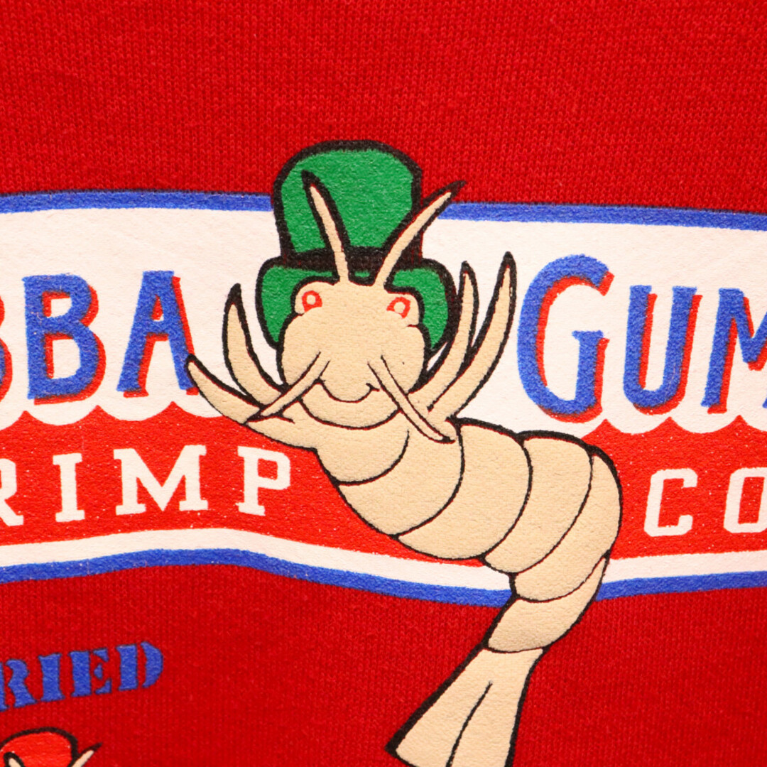 VINTAGE ヴィンテージ 90S Forrest Gump BBUBBA GUMP SHRIMP CO. SWEATSHIRT PEANUTS by design フォレストガンプ ババガンプシュリンプ 発泡プリント クルーネック スウェット レッド メンズのトップス(スウェット)の商品写真