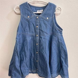 マーキーズ(MARKEY'S)の子供服　ワンピース　90 デニム　昭和レトロ　ヴィンテージ　古着　ダンガリー(ワンピース)