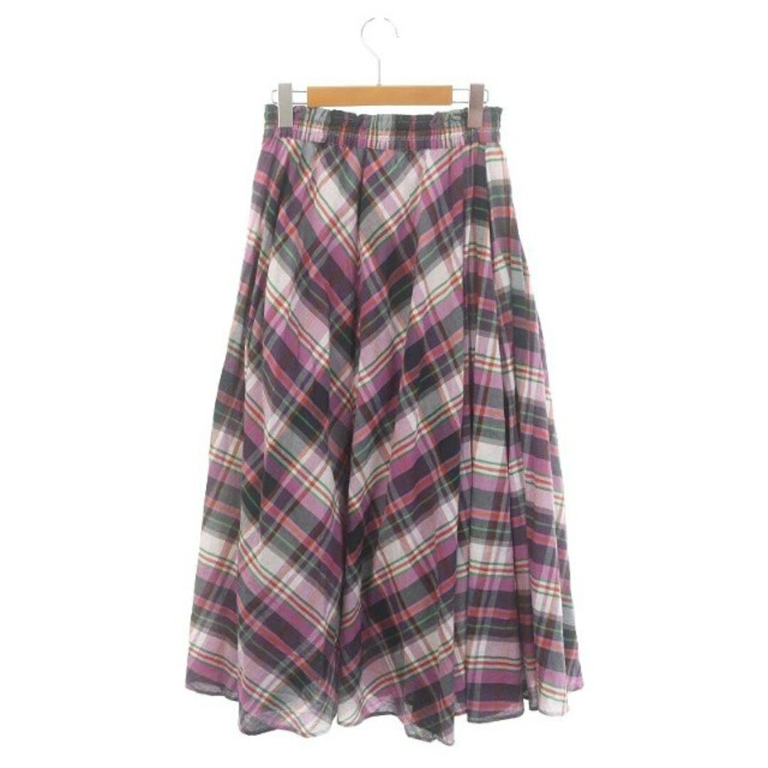 IENA(イエナ)のイエナ IENA チェックギャザースカート フレア ロング ピンク マルチカラー レディースのスカート(ロングスカート)の商品写真