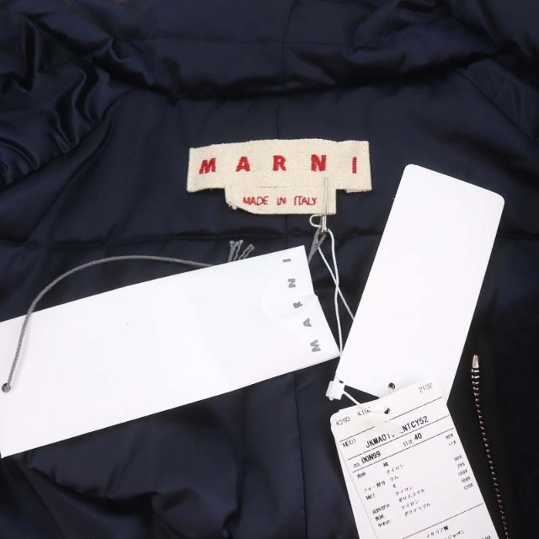 Marni(マルニ)のマルニ 21AW ラムファー切替 フードブルゾン ジャケット 40 黒 紺 レディースのジャケット/アウター(ブルゾン)の商品写真