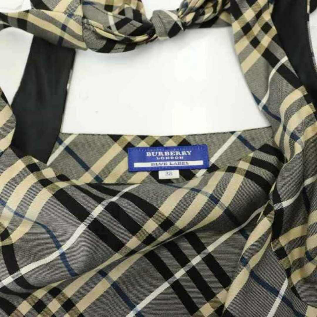 BURBERRY BLUE LABEL(バーバリーブルーレーベル)のバーバリーブルーレーベル バックリボン チェック キャミワンピース M グレー レディースのワンピース(ひざ丈ワンピース)の商品写真