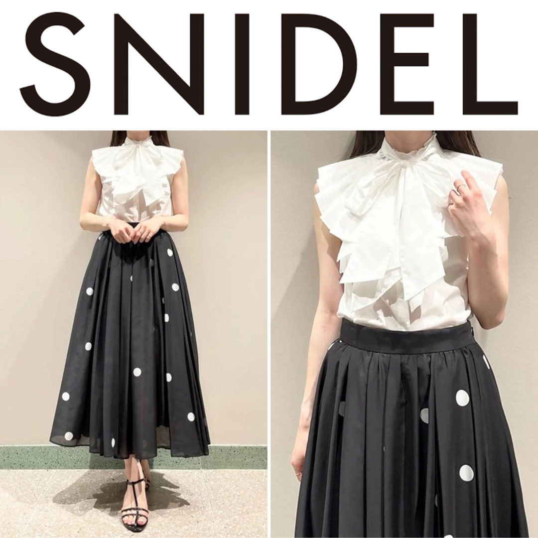 SNIDEL(スナイデル)の【SNIDEL】ボウタイノースリフリルブラウス（WHT）【定価¥14,300】 レディースのトップス(シャツ/ブラウス(半袖/袖なし))の商品写真