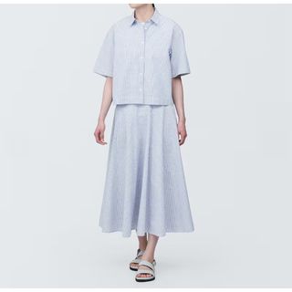 MUJI (無印良品) - 無印良品  涼感ブロードレギュラーカラー半袖シャツ ＆  フレアスカート Ｍ