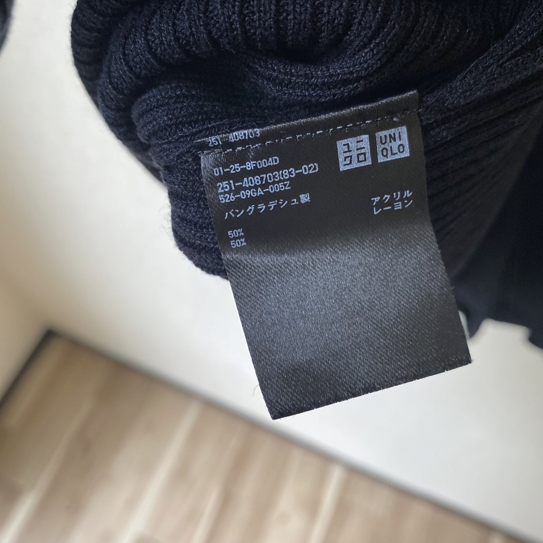 UNIQLO(ユニクロ)のUNIQLO    ユニクロ　リブ　ドルマンVネックセーター　七分袖　黒　 レディースのトップス(Tシャツ(長袖/七分))の商品写真