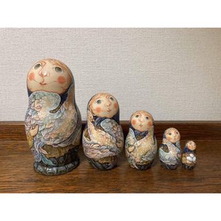 ロシア雑貨☆鳥マトリョーシカ(5P)H17.5cm Birds タチアナ作(その他)