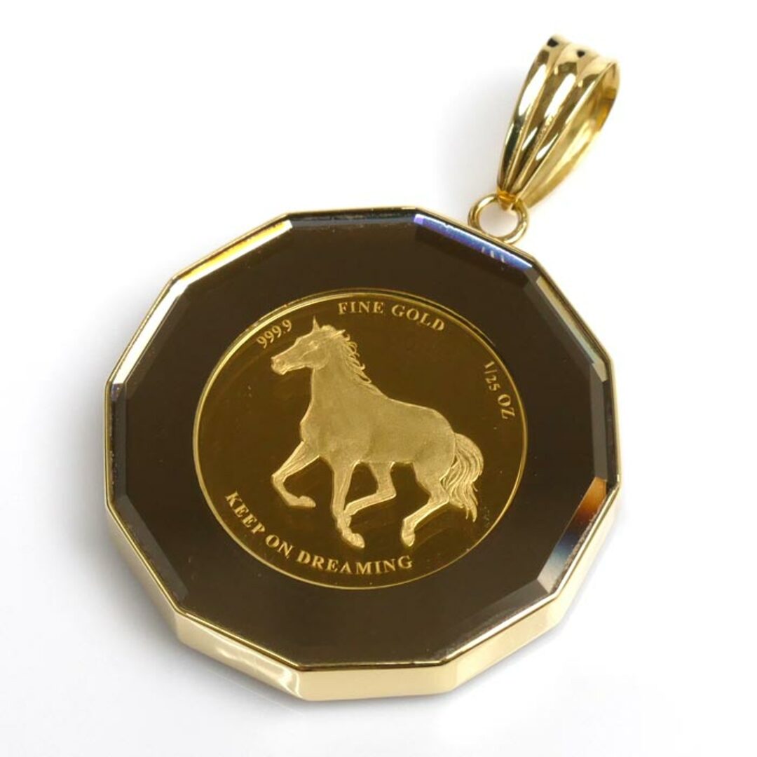 K24YG/K18YG STAR HORSE 1/25OZ ペンダントトップ 5.3g 両面ガラス レディース【中古】 レディースのアクセサリー(その他)の商品写真