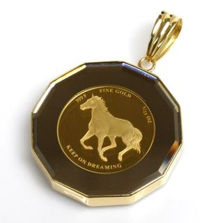 K24YG/K18YG STAR HORSE 1/25OZ ペンダントトップ 5.3g 両面ガラス レディース【中古】(その他)